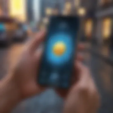 Navigating Cryptocurrency Rewards User navigating an app showcasing cryptocurrency rewards